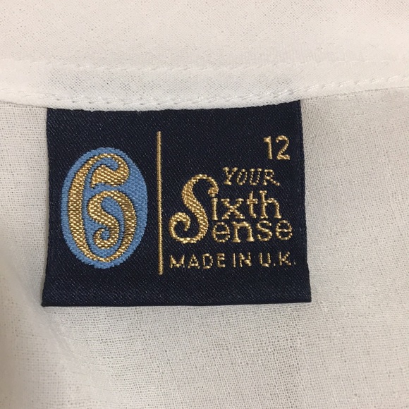 #002 Sheer White Double Breasted Blouse Size 12 Made in UK One Only Ignore Other - Picture 8 of 10